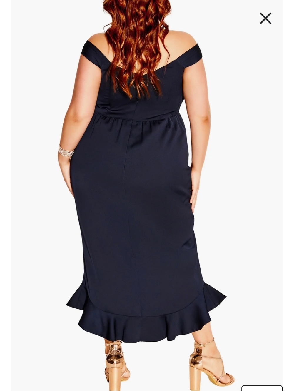 City Chic The Hypnotise Faux Wrap Midi Dress Dark Blue Sz 18 Wedding Party New - Picture 2 of 16